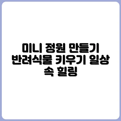 반려식물로 시작된 미니 정원 일기